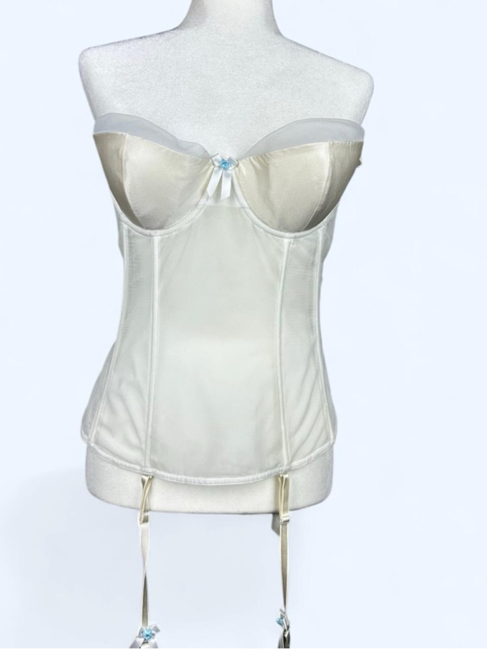 White Sheer Bustier with Garter Straps